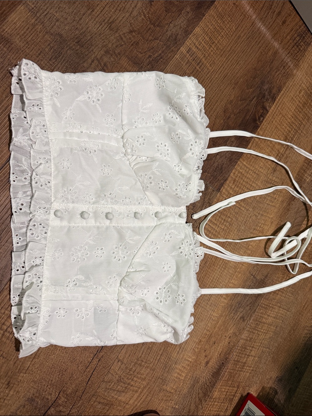White Eyelet Lace Crop Camisole